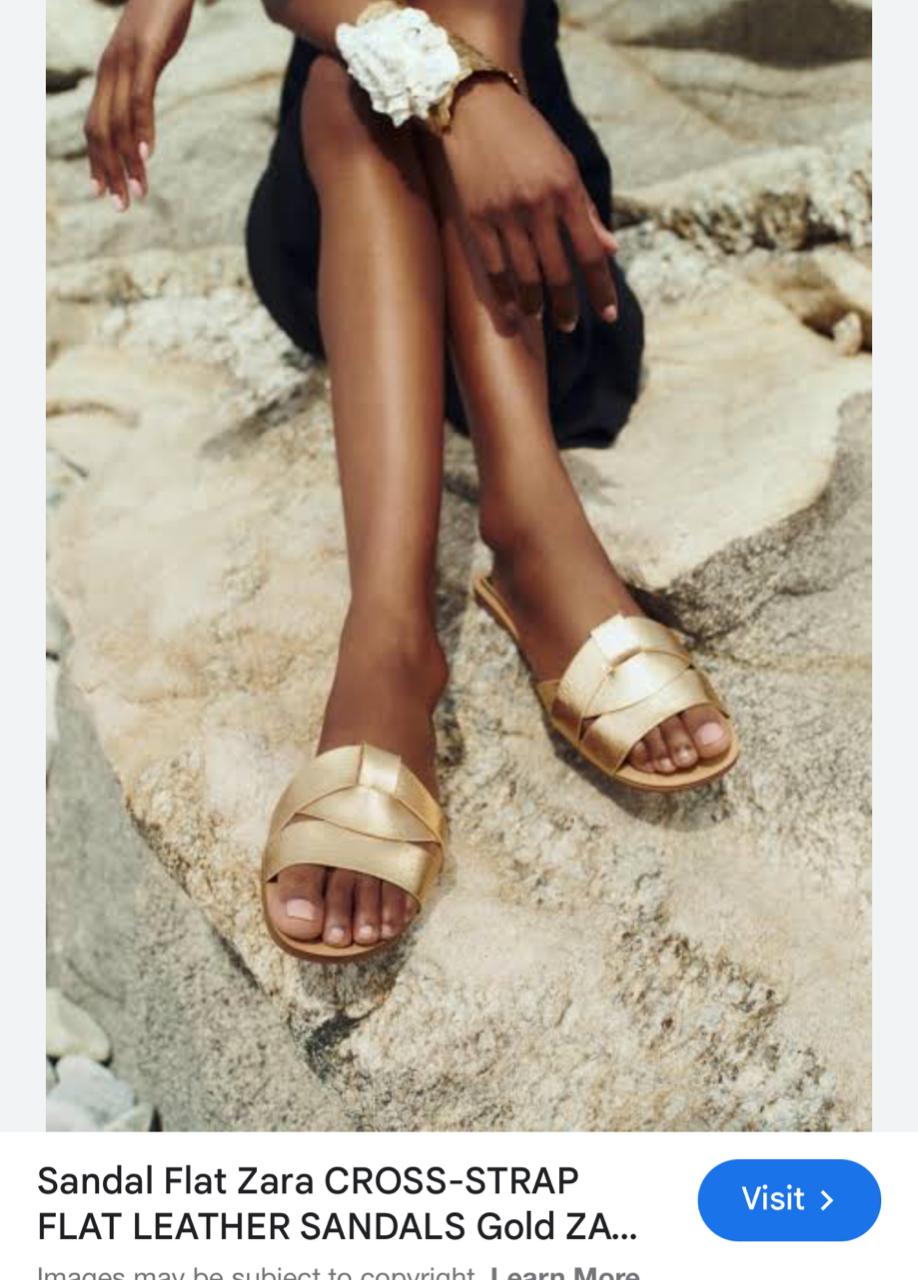 ZARA GOLDEN CROSSOVER FLATS